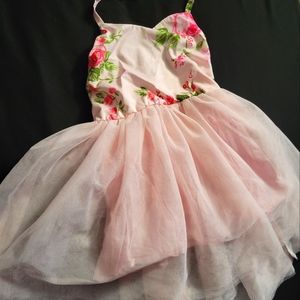 Toddler dress size 24. Pink floral gown. Mesh material. Not see through. Pretty.